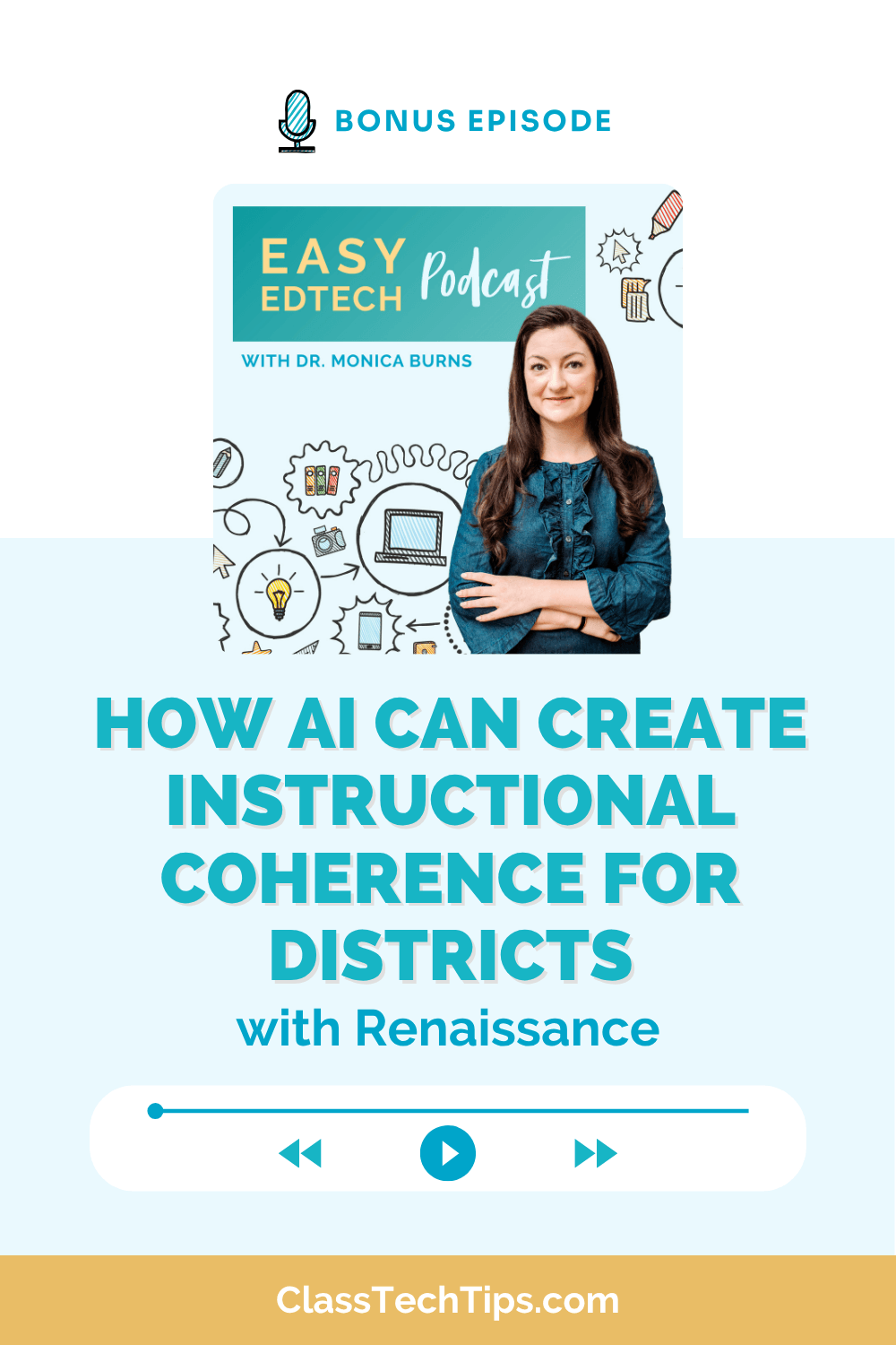 Easy EdTech Podcast bonus episode graphic about instructional coherence, featuring Dr. Monica Burns and Renaissance.