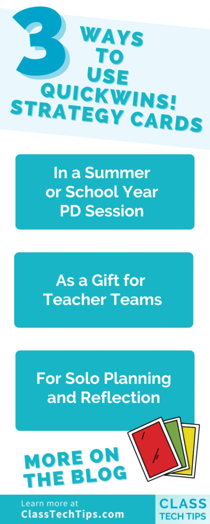 Infographic with quick EdTech tips and ways to use the new strategy cards from ASCD with teachers.